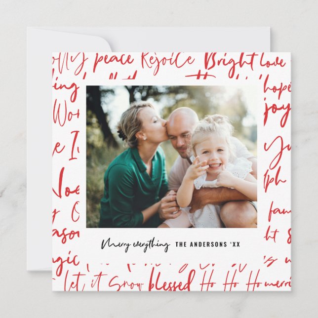 Tarjeta Festiva Foto de navidades de tipografía gráfica en negrita (Anverso)