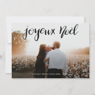 Tarjeta Festiva Foto de Navidades de tipografía Minimalista de Joy