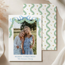 Foto de Navidades de Watercolor Blue Bow Fruit Gar