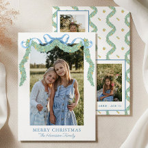Foto de Navidades de Watercolor Blue Bow Fruit Gar