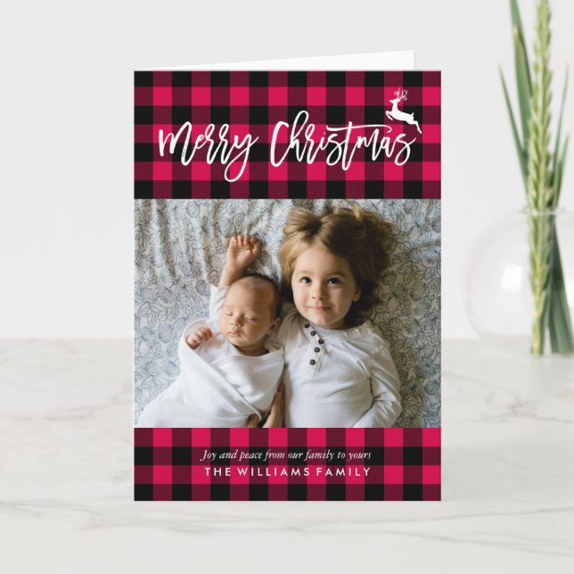 Tarjeta Festiva Foto de Navidades del patrón de colocación (Anverso)