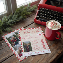 Tarjeta Festiva Foto de Navidades del Ticket North Pole Express