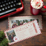 Tarjeta Festiva Foto de Navidades del Ticket North Pole Express<br><div class="desc">Celebra la magia de la temporada navideña con nuestra extravagante tarjeta fotográfica de Navidad con el billete de tren North Pole Express. Diseñada para parecerse a un delicioso billete de tren al Polo Norte, esta tarjeta le dará un toque de diversión festiva a sus saludos de vacaciones. La tarjeta tiene...</div>