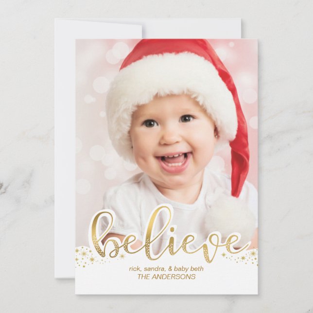 Tarjeta Festiva Foto de navidades | Efecto de Relieve metalizado d (Anverso)