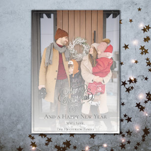 Tarjeta Festiva Foto de Navidades elegantes Gris