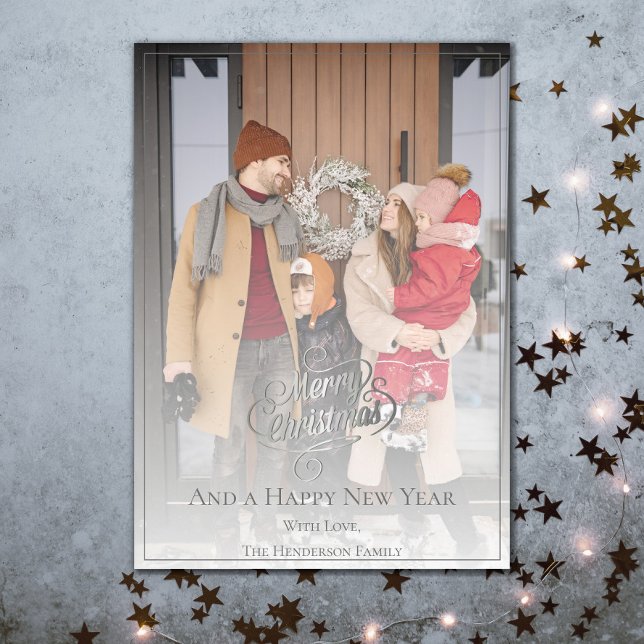 Tarjeta Festiva Foto de Navidades elegantes | Gris (Subido por el creador)