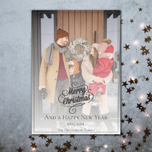 Tarjeta Festiva Foto de Navidades elegantes Gris oscuro