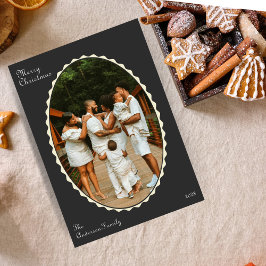 Tarjeta Festiva Foto de Navidades en vieira de carbón vegetal gris