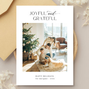 Tarjeta Festiva Foto de Navidades familiares alegres y agradecidos