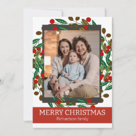 Tarjeta Festiva Foto de Navidades familiares elegantes de Floral W