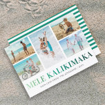 Tarjeta Festiva Foto de navidades Hawaii Mele Kalikimaka<br><div class="desc">Tarjeta de navidades hawaianos con un collage de 5 fotos de tu hermosa familia,  el dicho "mele kalikimaka" en una elegante letra de gradiente verde,  tu apellido y el año.</div>