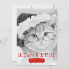 Tarjeta Festiva Foto de Navidades mascotas de gatitos rojos de Meo