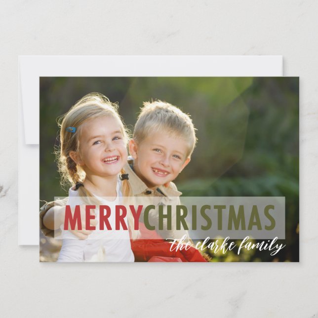 Tarjeta Festiva Foto de Navidades modernos simples (Anverso)