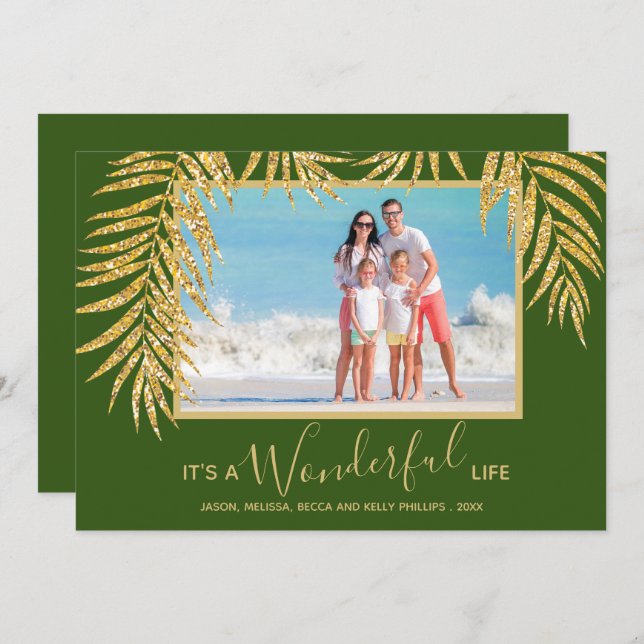 Tarjeta Festiva Foto de Navidades Palm Tropical (Anverso / Reverso)