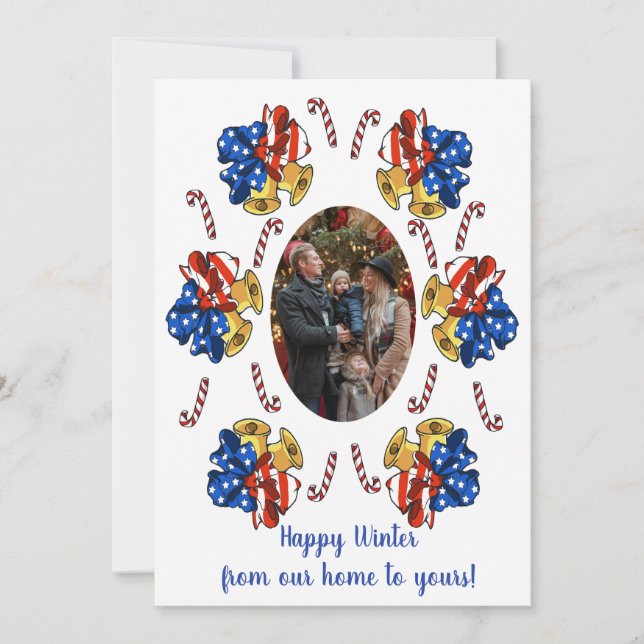 Tarjeta Festiva Foto de Navidades patrióticos (Anverso)