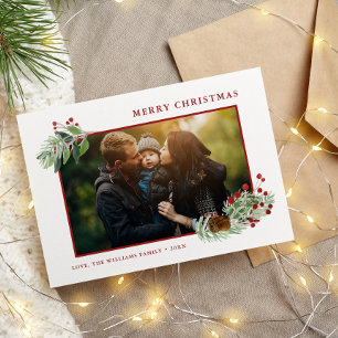 Tarjeta Festiva Foto de navidades Personalizado de verde