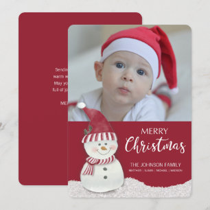 Tarjeta Festiva Foto de navidades Personalizado Snowman