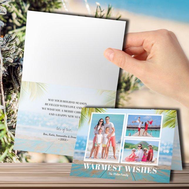 Tarjeta Festiva Foto de Navidades plegados de playa tropical (Subido por el creador)