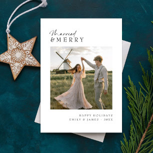 Tarjeta Festiva Foto de Navidades recién casados y más elegantes