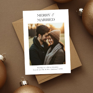 Tarjeta Festiva Foto de Navidades recién casados y merry