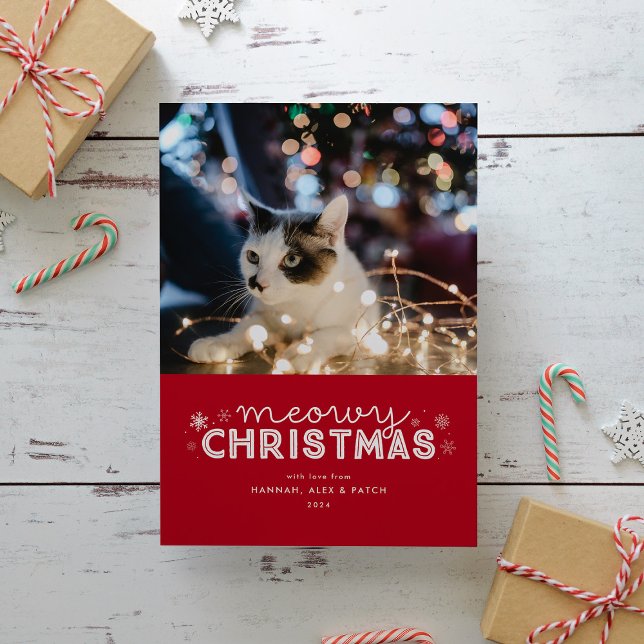 Tarjeta Festiva Foto de Navidades Red Meowy (Subido por el creador)