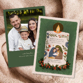 Tarjeta Festiva Foto de Navidades religiosos de velas rusticas de