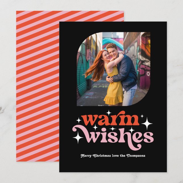 Tarjeta Festiva Foto de Navidades retro modernos de Candy Cane (Anverso / Reverso)