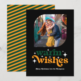 Tarjeta Festiva Foto de Navidades retro modernos y brillantes