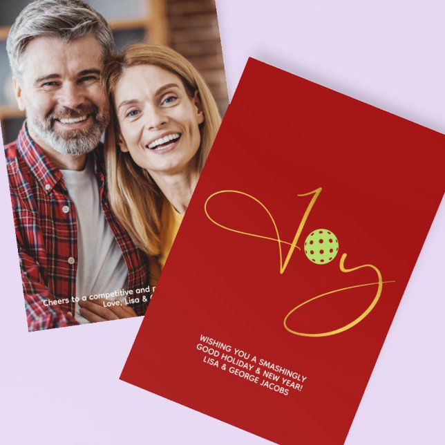 Tarjeta Festiva Foto de Navidades rojos "Alegría" de la pelota de  (Subido por el creador)