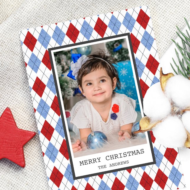Tarjeta Festiva Foto de Navidades rojos y azules de arglos (Subido por el creador)