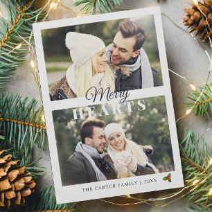 Tarjeta Festiva Foto de Navidades románticos de Merry Hearts