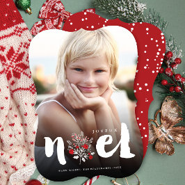 Tarjeta Festiva Foto de Navidades ruidosos florales noel cepillado