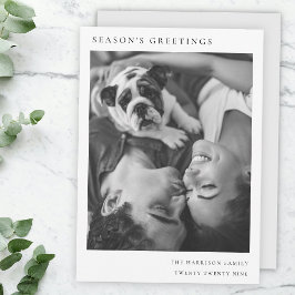 Tarjeta Festiva Foto de Navidades simples Minimalistas blancos y n