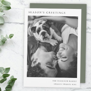 Tarjeta Festiva Foto de Navidades simples mínimos en blanco y negr