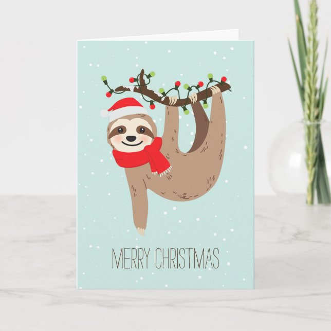 Tarjeta Festiva Foto de navidades Sloth Personalizado (Anverso)