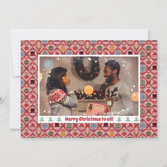 Tarjeta Festiva Foto de Navidades suéteres feos (Anverso)