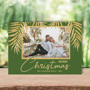 Tarjeta Festiva Foto de Navidades temáticos de palmeras de oro
