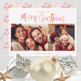 Tarjeta Festiva Foto de Navidades tropicales de palmeras