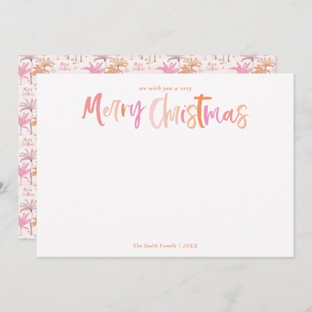 Tarjeta Festiva Foto de Navidades tropicales de palmeras (Anverso / Reverso)