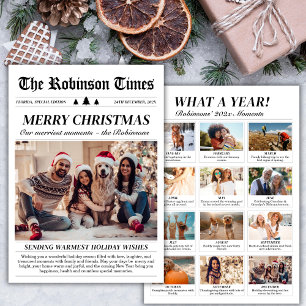 Tarjeta Festiva Foto de Navidades únicos de un año en un periódico