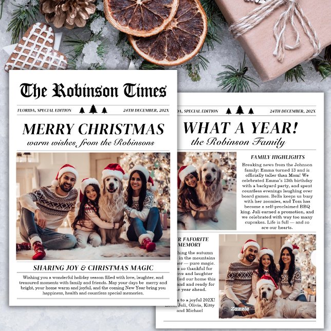 Tarjeta Festiva Foto de Navidades únicos de un año en un periódico (Subido por el creador)