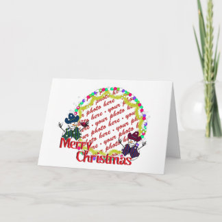 Tarjeta Festiva Foto de Navidades Vaqueros Snowmen