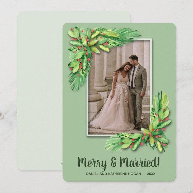 Tarjeta Festiva Foto de Navidades verdes (Anverso / Reverso)