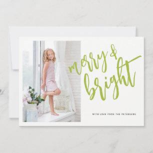 Tarjeta Festiva Foto de Navidades verdes de Merry y Bright