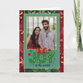 Tarjeta Festiva Foto de Navidades verdes y rojos de bonito