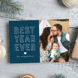 Tarjeta Festiva Foto de Navy Moderno Mejor Año Jamás