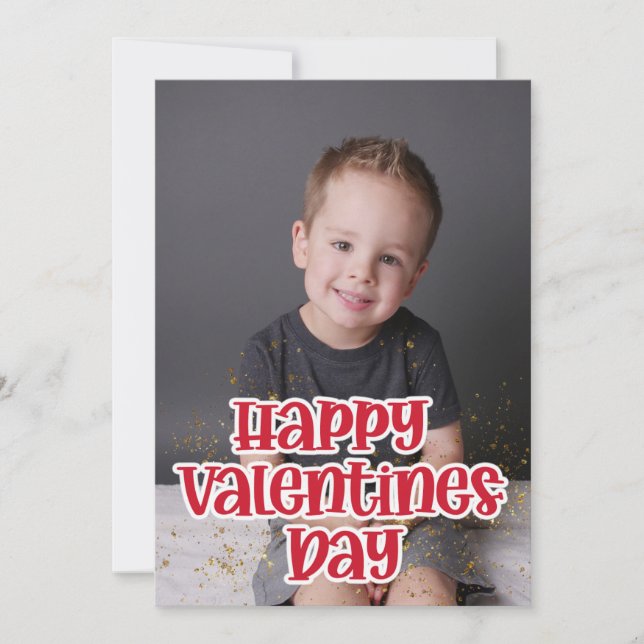 Tarjeta Festiva Foto de Niño Adorable Feliz Día de San Valentín (Anverso)