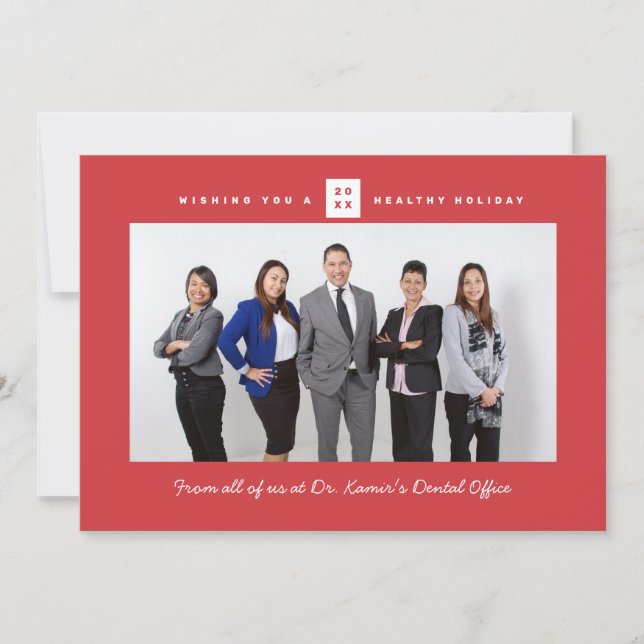 Tarjeta Festiva Foto de oficina corporativa (Anverso)