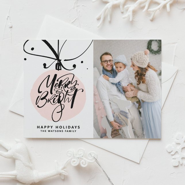 Tarjeta Festiva Foto de ornamento rosa con letras dulces y brillan (Subido por el creador)