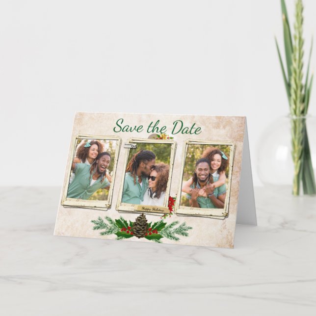 Tarjeta Festiva Foto de país Salven a los Navidades de fecha (Anverso)